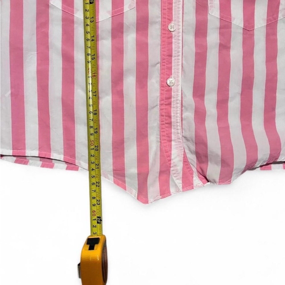 Levi's Pink and White Striped Womens Button Down Shirt Coastal Cropped Size XL - Picture 4 of 5